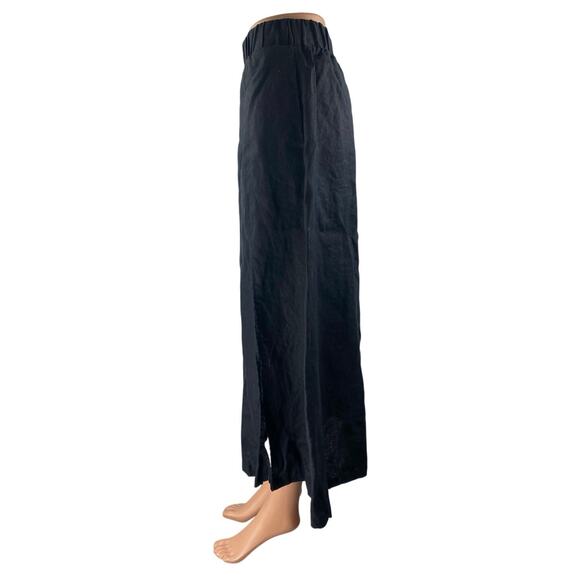 Quince 100% Linen Black Elastic Waist Midi Maxi Straight A-Line Wrap Skirt Sz XS - Picture 2 of 5